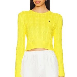 POLO RALPH LAUREN Cable-Knit Cotton Cropped Sweater